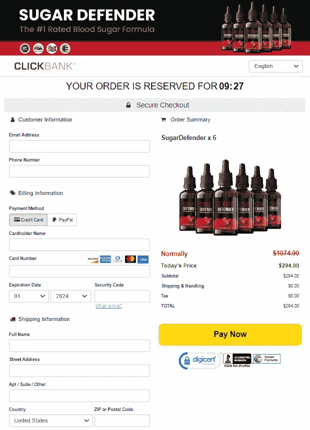 Sugar defender Order Form